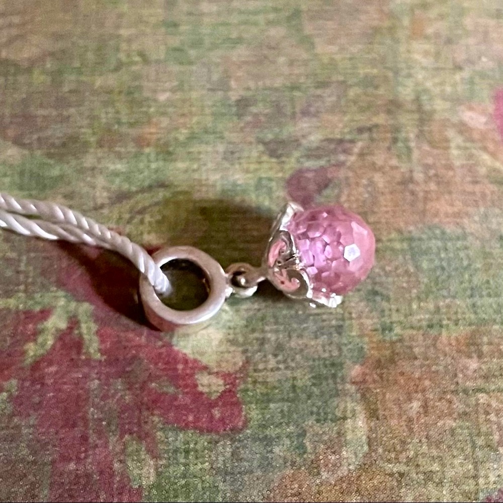 Stamped 925 Pink Crystal Dangle Charm 18$